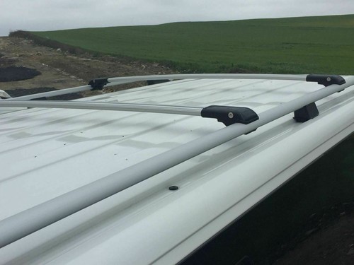 VW T5 T6 T6.1 TRANSPORTER LWB 2003 - 2021 ROOF RAIL BARS RACK + CROSS BARS GREY - Picture 3 of 4