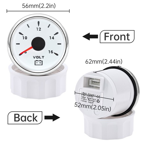 52mm 4 Gauge Set Fuel Level Oil Pressure Water Temp Volt For Car Truck Boat US - Picture 9 of 16