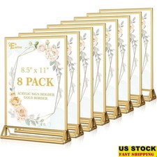 Clear Acrylic Double Sided Picture Frame 8 Pack 8.5x11 Inch Display Stand New