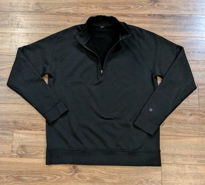 Lululemon Engineered Warmth Half Zip Activewear Sweatshirt Mens Black Wool L/XL
