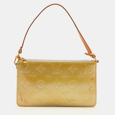 Louis Vuitton Lexington Pochette Lime Monogram Vernis Leather Clutch
