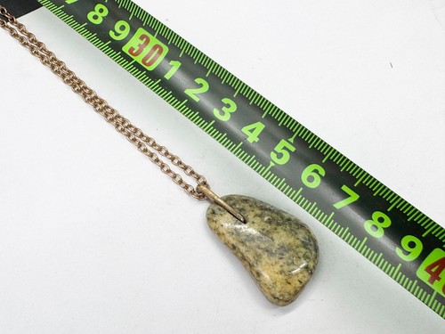 VINTAGE 9 kt ROLLGOLD DAMEN HALSKETTE KETTE UND ACHAT/JADE MARMOR ANHÄNGER - Bild 4 von 4