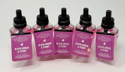 5 BATH & BODY WORKS BLUSH AMBER PEONY WALLFLOWER FRAGRANCE REFILL BULB PLUG IN