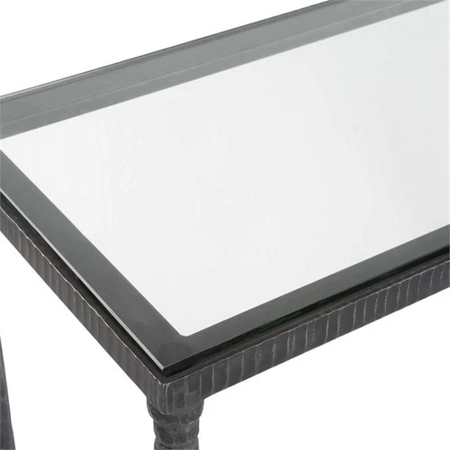 Uttermost Washington Tempered Glass and Metal Console Table in Black - Picture 4 of 5