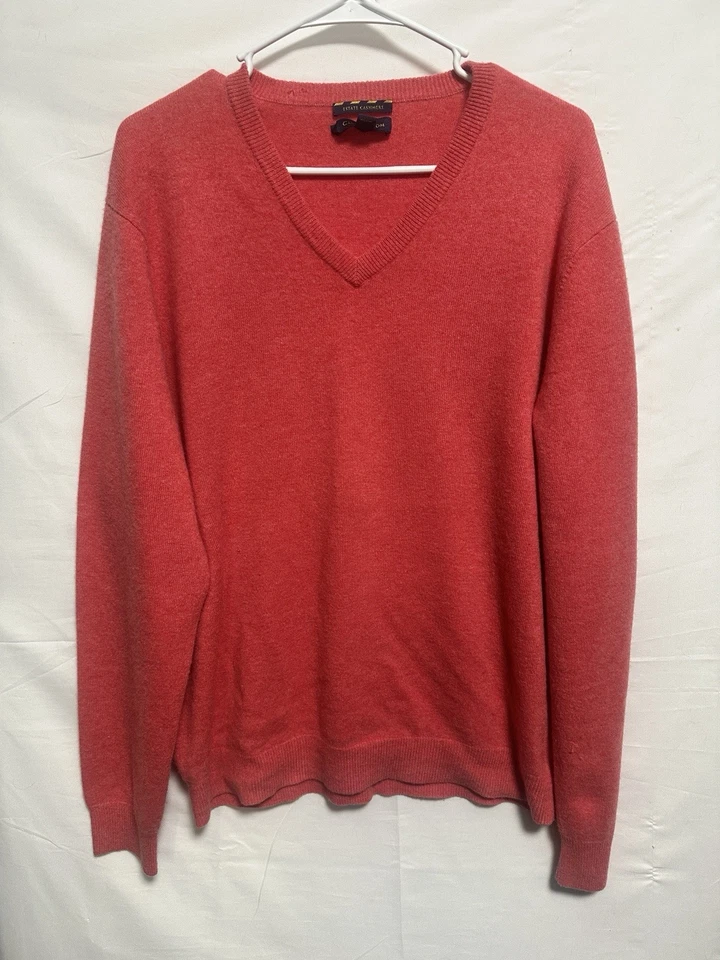 Suéter Pullover Club Room 100% Cachemira 2 Capas Cuello en V Suave Coral Talla Grande Foto 3 de 4