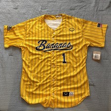 Savannah Bananas Baseball Jersey Yellow Pinstripes 1 Men's Extra-Large XL NEW
