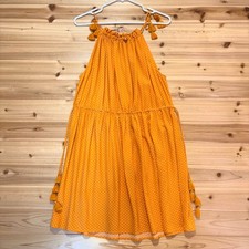 Chan Luu Dress Womens XS Yellow Polka Dot Silk Halter Top Tassel Summer Dress