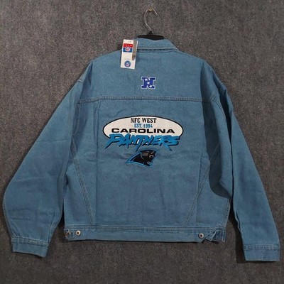 Vintage Carolina Panthers Jacket Mens XL Blue NFL Football Denim PROELITE 90s