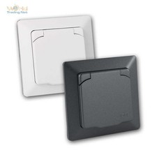 MILOS Schutzkontakt-Steckdose mit Deckel & Rahmen Unterputz Dose Feuchtraum IP44