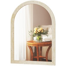 HOMCOM Arched Wall Mirror with Modern Tempered Glass & Polystyrene Beige