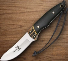 Elk Ridge Hunter Fixed Knife 3.38" 440 Steel Blade Imitation Stag/Wood Handle