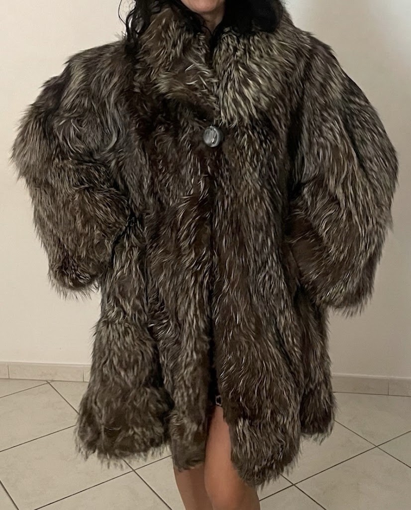 Pelliccia Volpe Argentata Vintage Anni 80 Maucci Cossato Oversize