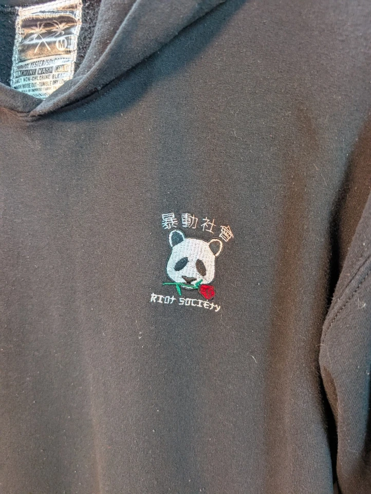 Riot Society Sudadera con Capucha Adulto M Negro Pullover Con Capucha Panda Rosa DEFECTUOSA Foto 2 de 4