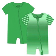 Baby Boy Girl 2 Pack Rompers Cotton Short Sleeve Pajamas 2 Way Zipper Piece J...