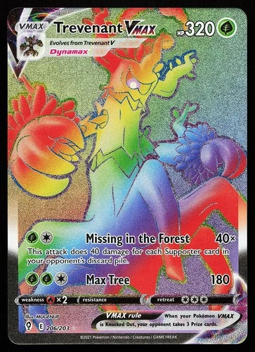 Trevenant VMAX 206/203 Rainbow Rare Evolving Skies Pokemon Card