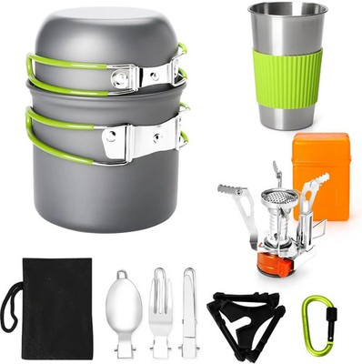 Gutsdoor Camping Cookware Set Camping Gear Campfire Utensils Non-Stick Cooking E