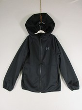 Under Armour Jacket Youth S Black Full Zip Hooded Fleece Lined Active Warm