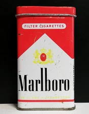 Marlboro Vintage Tin Box. Cigarette Pack. Storage Box. Hard Used
