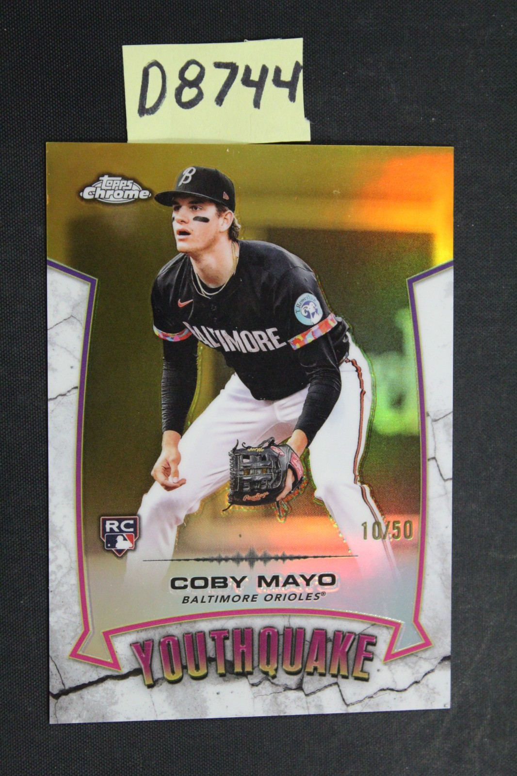 2025 Topps Chrome Coby Mayo YouthQuake RC Gold Refractor Rookie /50 D8744