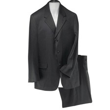 PAULO SOLARI Mens Black Pinstripe Suit Jacket  Pants Suit