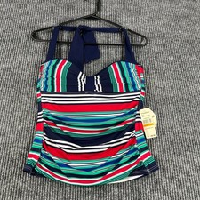 Tommy Bahama Tankini Top Only Womens Small Blue Green Striped Beach Pool New