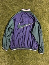 Vintage 90s Nike Windbreaker Big Swoosh Navy Blue Forest Green Size XL