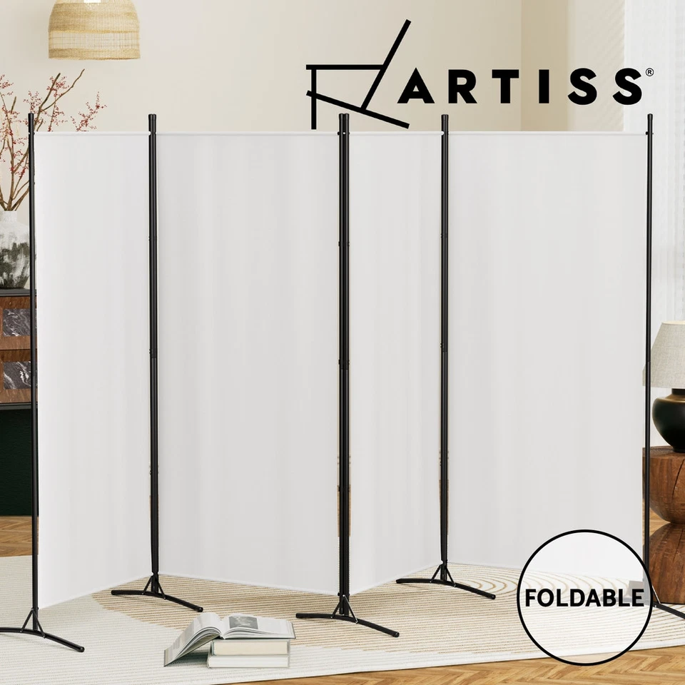 Artiss 4 Panel Room Divider Screen 345x180cm Fabric White