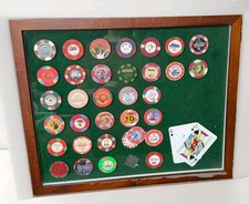 Vintage Casino Poker Chip Collection – Framed Display Rare Las Vegas Collection 