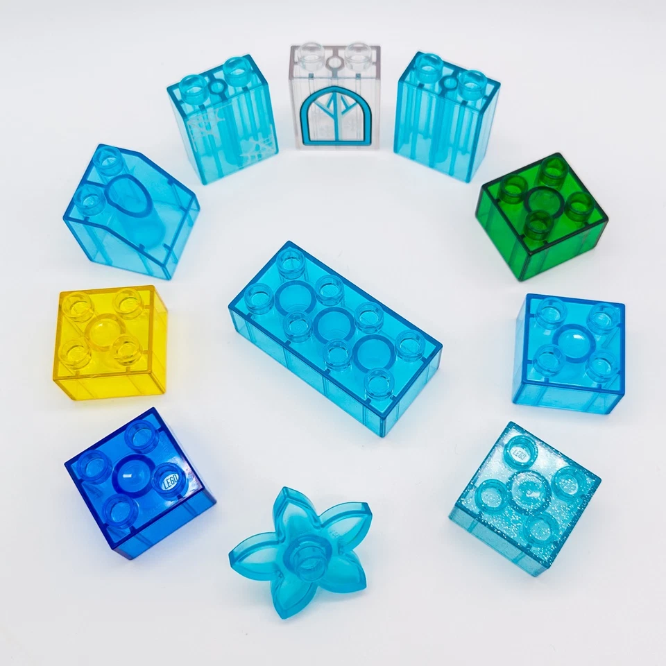 LEGO DUPLO Glassteine transparent Wasser Frozen Eisblume Glitzer blau grün gelb - Bild 2 von 4