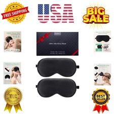 Sleep Mask, 2 Pack 100 Real Natural Silk Eye Masks with Adjustable Strap for...