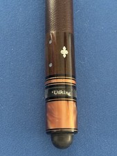 Viking Beautiful Pool Cue Leather Wrap Birdseye Maple Points, MOP Inlays