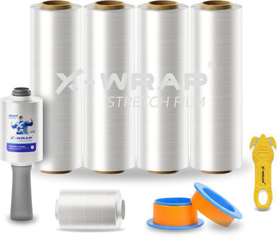 PRO 1000 Stretch Wrap with Rotating Handles, 15 Inch X 1000 Ft 70 Gauge, 4 Rolls