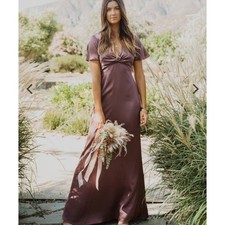 Show Me Your MuMu Rome Twist Gown Dusty Plum Luxe Satin Small NWT