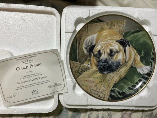 Staffordshire Bull Terrier Dog Plate Danbury Mint.