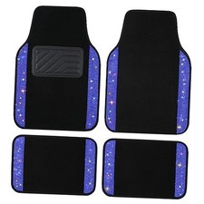 Shining Rhinestones Floor Mats for Cars, Sparkly Glitter Crystal Car BLUE