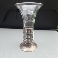 Jarrón antiguo Webster de vidrio cortado en plata de ley - 15 gramos
