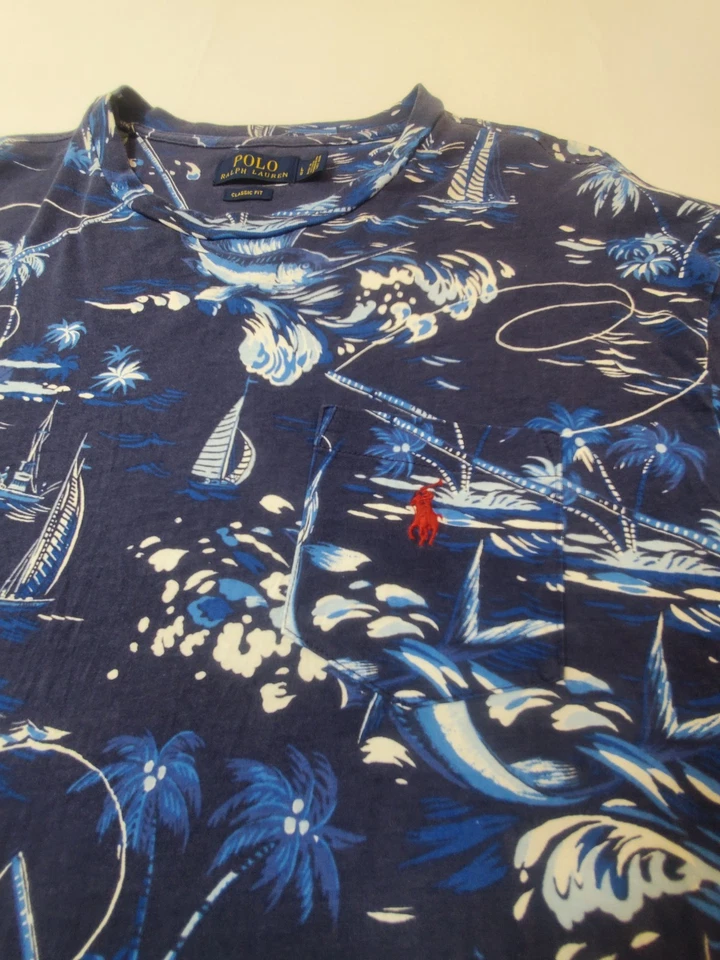 Camiseta Polo Ralph Lauren Para Hombre Talla Grande Azul Manga Corta Informal Clásica Adulto Foto 3 de 4