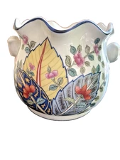 TOBACCO LEAF GENUS NICOTINIA FINE CHINA BY MANN OPEN SUGAR BOWL 3.5” Ruffled