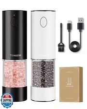 Upgraded Larger Capacity Electric Salt and Pepper Grinder Set Rechargeable wi