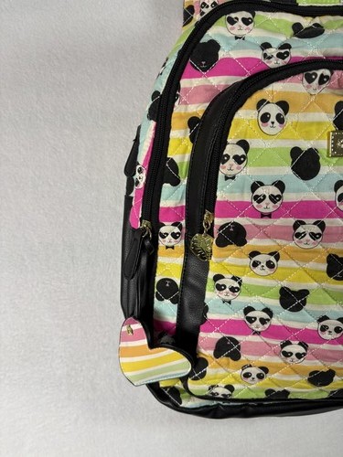 Luv Betsey by Betsey Johnson Quilted Panda Backpack Rainbow Stripe - Picture 2 of 6