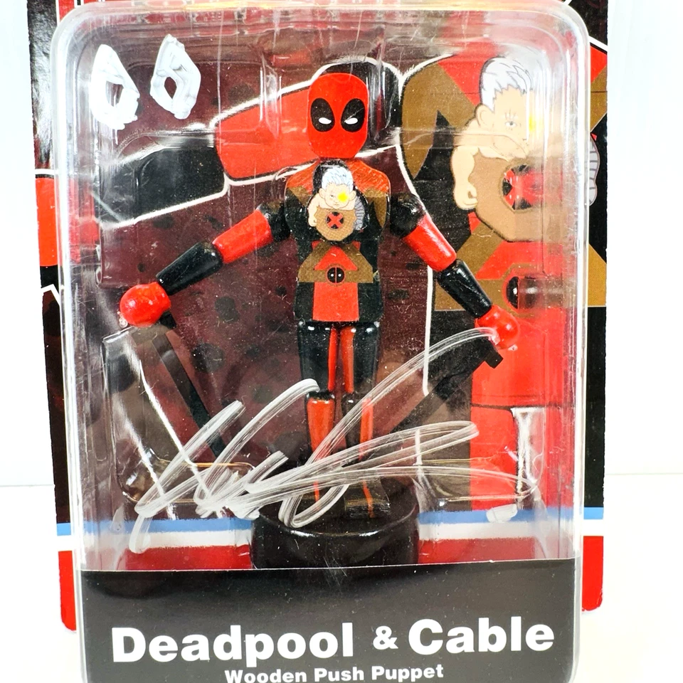 ROB BOOTSD Firmado Deadpool & Cable Madera Push Puppet 2018 SDCC Debut Foto 3 de 4