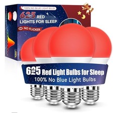 625nm Red Light Bulbs for Sleep 9W, 100 Blue Light 4 Count Pack of 1 9w Red