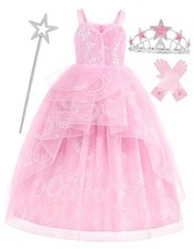 Witch Dress for Girls Glitter Princess Costumes Bubble Sequin 7-8 Years Pink