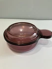 Vintage Corning Vision Ware Cranberry Grab-It Bowl V-150-B w/ Pyrex Lid P-150-C