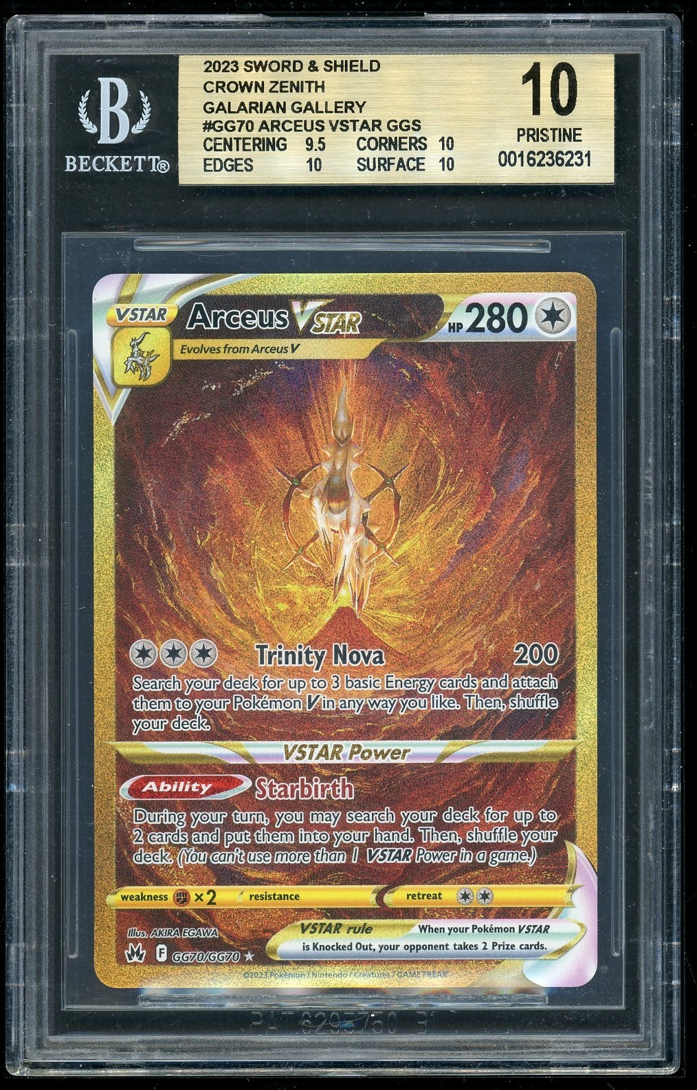 Pokemon Arceus STAR 2023 Sword and Shield Crown Zenith Galarian Gallery BGS 10
