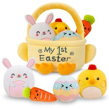 My First Easter Basket Stuffed Playset 5PCS Plush Bunny Chick Carrot Egg Gift...