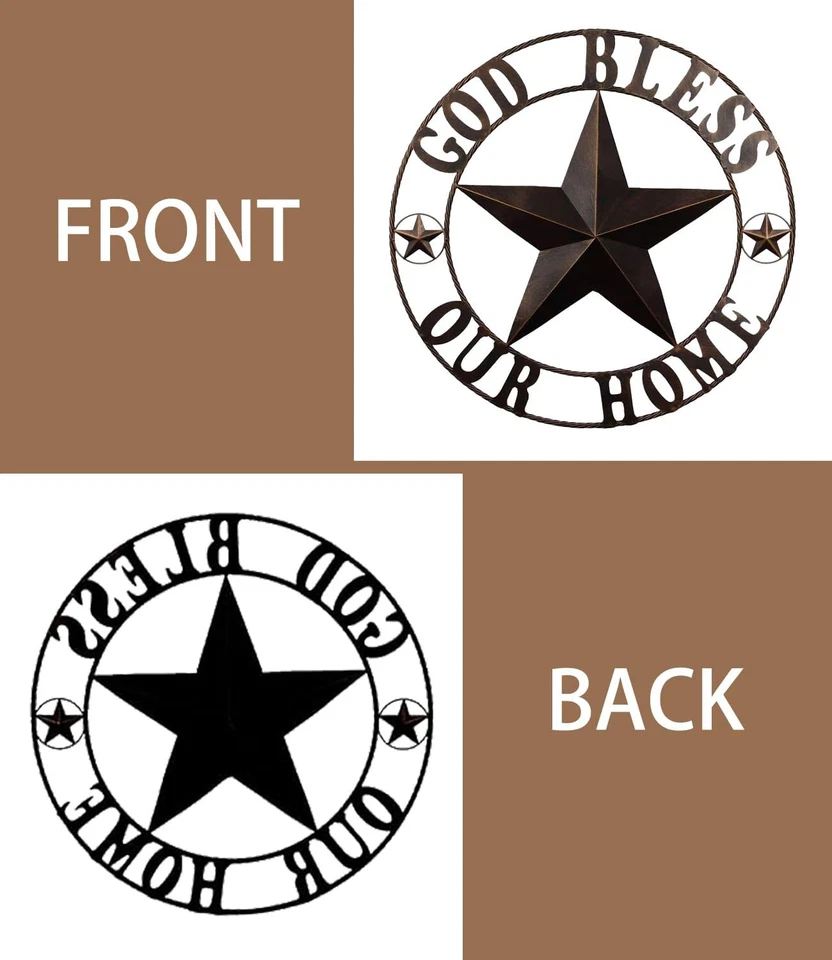 Texas Star Decor, Metal Wall Decor 32’’, Iron Texas Metal Star Rustic Vintage... - Image 3 of 4