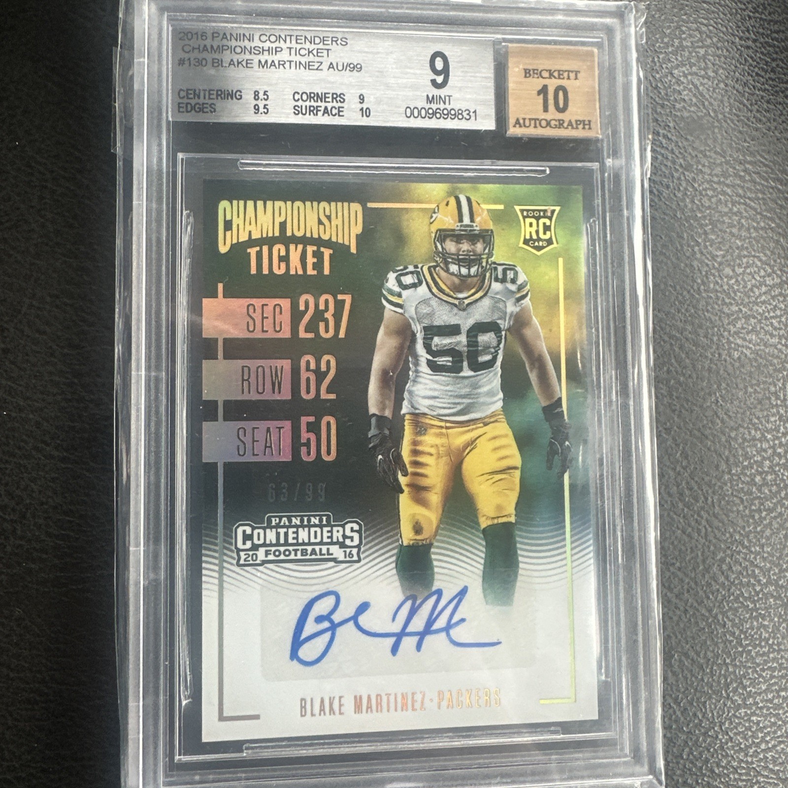 Blake Martinez Panini Contenders #130 Autograph-Championship Ticket