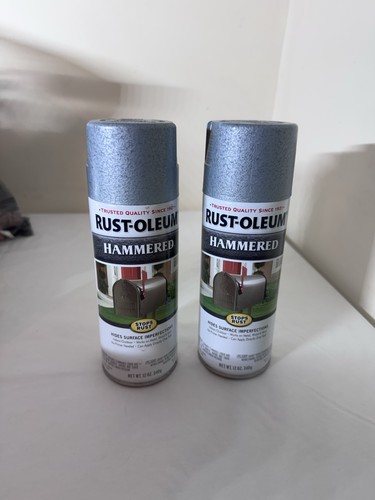 2X Rustoleum Hammered Light Blue 7212 spray paint- 1 Full, 1 50% Full
