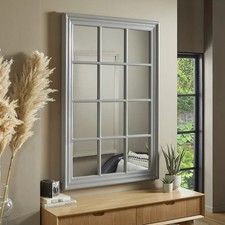 Window Mirror Cambridge Rectangular with Glossy Grey Frame-H 120cmx L 80cmxW 4cm